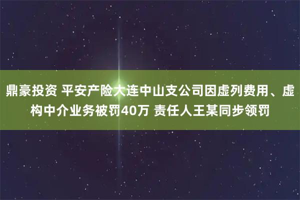 鼎豪投资 平安产险大连中山支公司因虚列费用、虚构中介业务被罚40万 责任人王某同步领罚