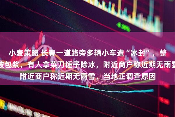 小麦策略 长春一道路旁多辆小车遭“冰封”，整车裹着厚厚冰层像被包浆，有人拿菜刀锤子除冰，附近商户称近期无雨雪，当地正调查原因